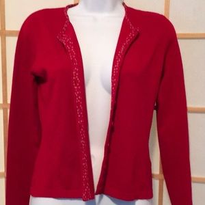 KASPER Cardigan Sweater Polka Dot trim